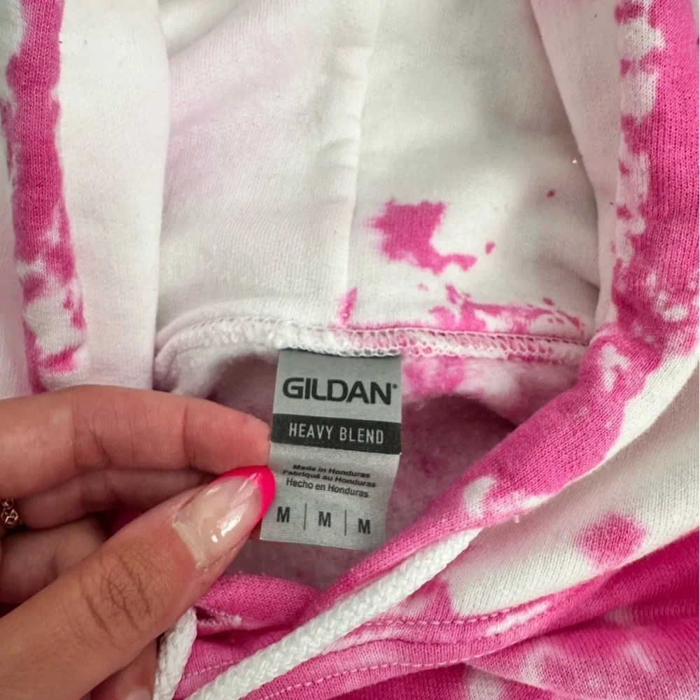 Pink & White Tie Dye Hoodie Size Medium - Picture 4 of 6